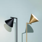 Captain Flint Floor Lamp, Carrara Marble Base, Spinning Opal Cone, E26/E27