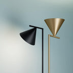 Captain Flint Floor Lamp, Carrara Marble Base, Spinning Opal Cone, E26/E27