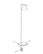 Captain Flint Floor Lamp, Carrara Marble Base, Spinning Opal Cone, E26/E27