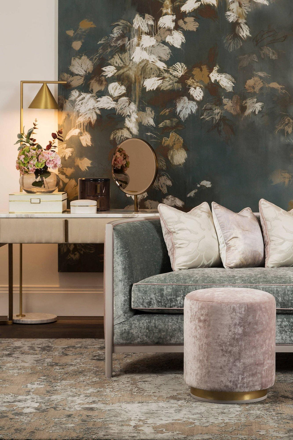 Captain Flint Floor Lamp, Carrara Marble Base, Spinning Opal Cone, E26/E27