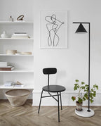 Captain Flint Floor Lamp, Carrara Marble Base, Spinning Opal Cone, E26/E27