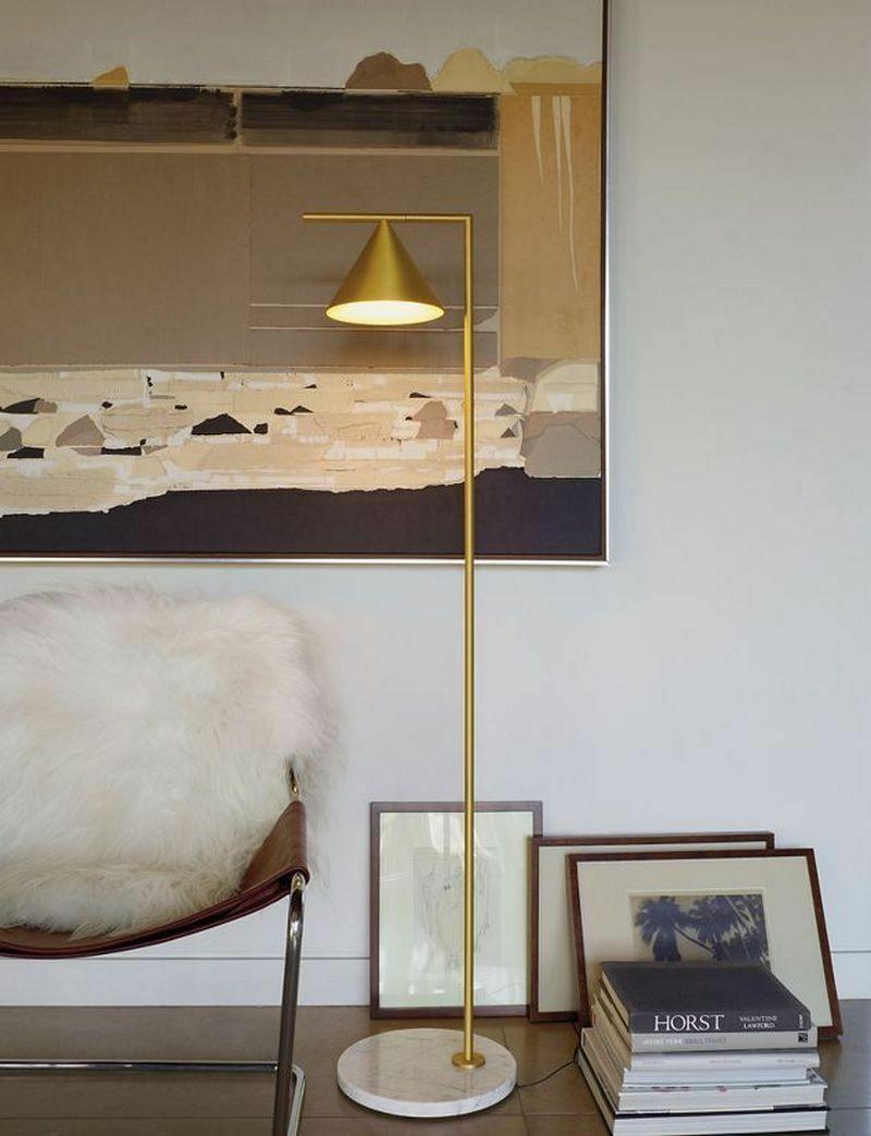 Captain Flint Floor Lamp, Carrara Marble Base, Spinning Opal Cone, E26/E27