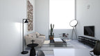 Captain Flint Floor Lamp, Carrara Marble Base, Spinning Opal Cone, E26/E27