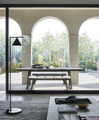 Captain Flint Floor Lamp, Carrara Marble Base, Spinning Opal Cone, E26/E27