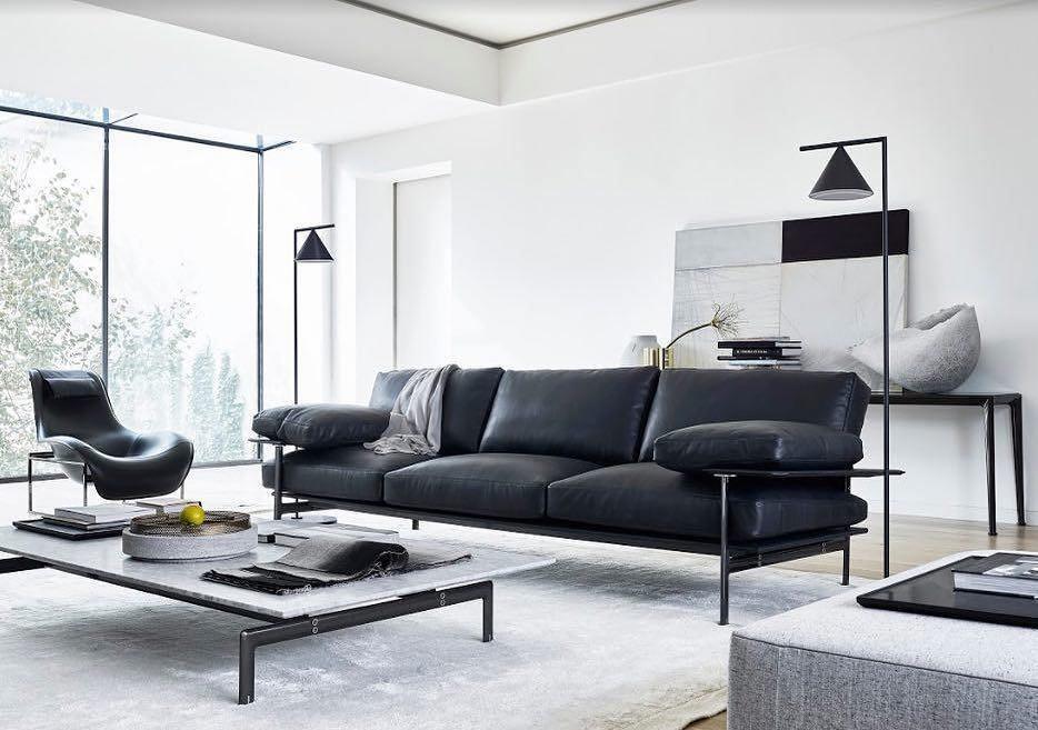 Captain Flint Floor Lamp, Carrara Marble Base, Spinning Opal Cone, E26/E27