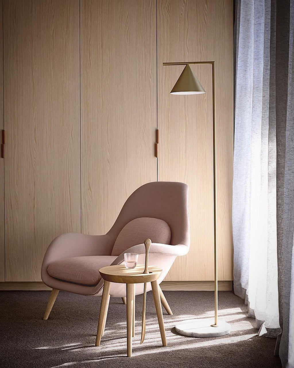 Captain Flint Floor Lamp, Carrara Marble Base, Spinning Opal Cone, E26/E27