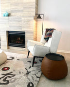 Captain Flint Floor Lamp, Carrara Marble Base, Spinning Opal Cone, E26/E27