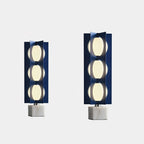 Two Clérachic floor lamps of different heights shown side by side on white marble bases for scale comparison.