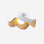 Muto Wood & Resin Ceiling Light, Black And White Finish