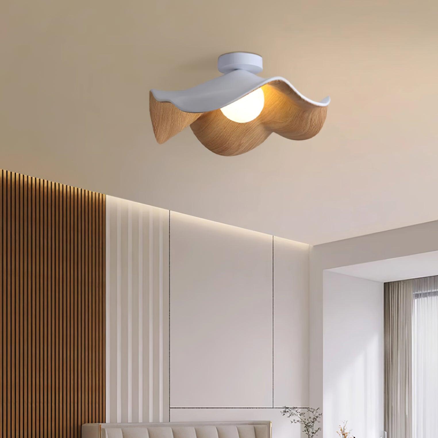 Muto Wood & Resin Ceiling Light, Black And White Finish