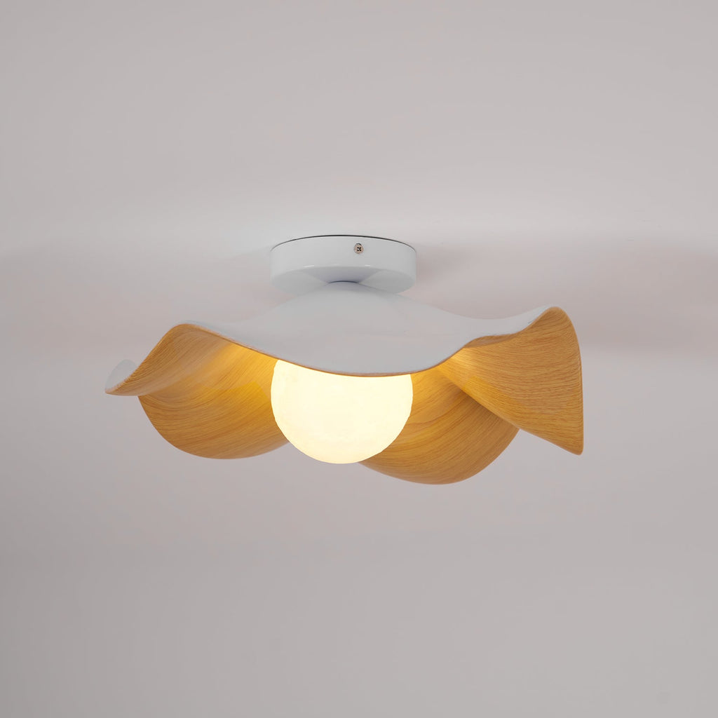 Muto Wood & Resin Ceiling Light, Black And White Finish