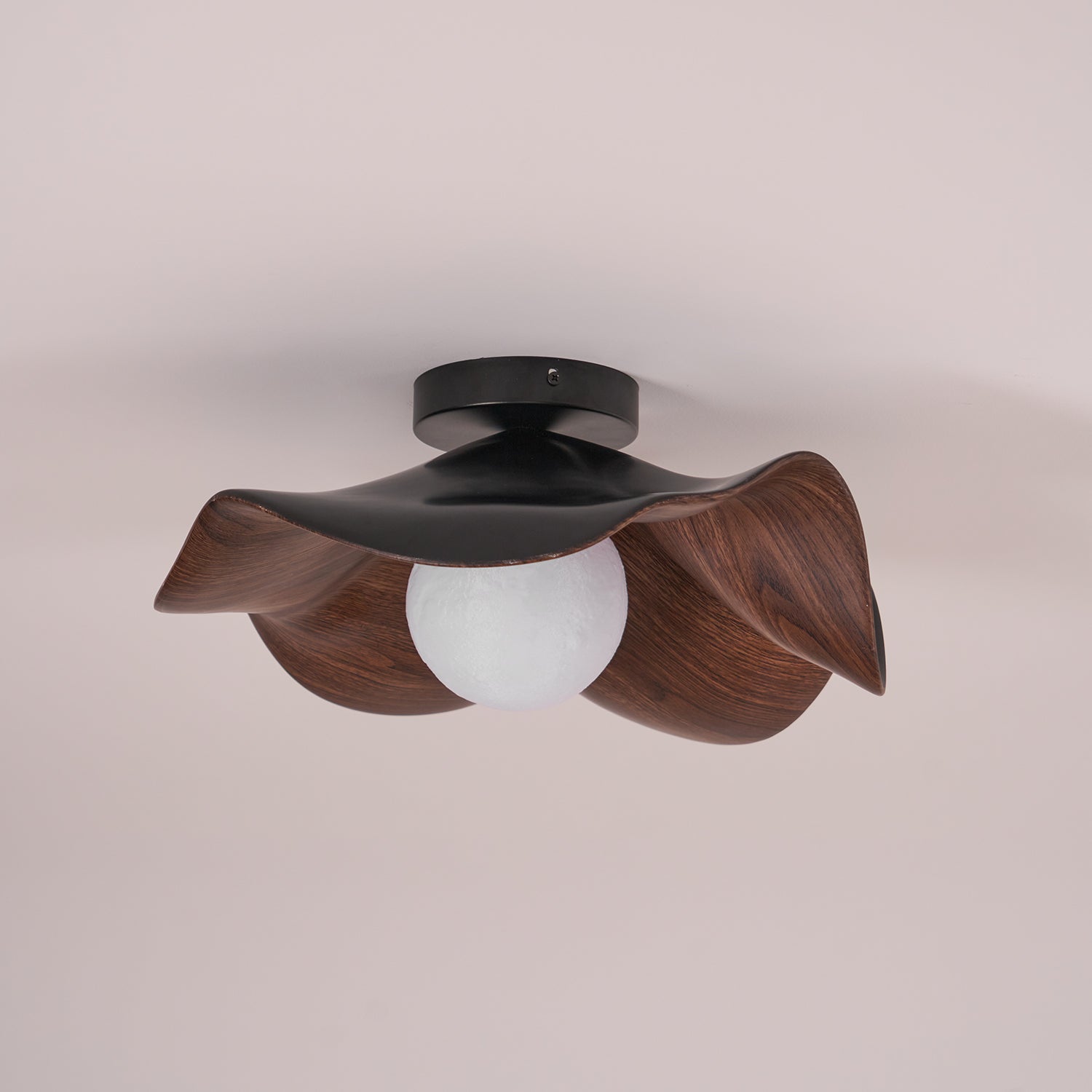 Muto Wood & Resin Ceiling Light, Black And White Finish