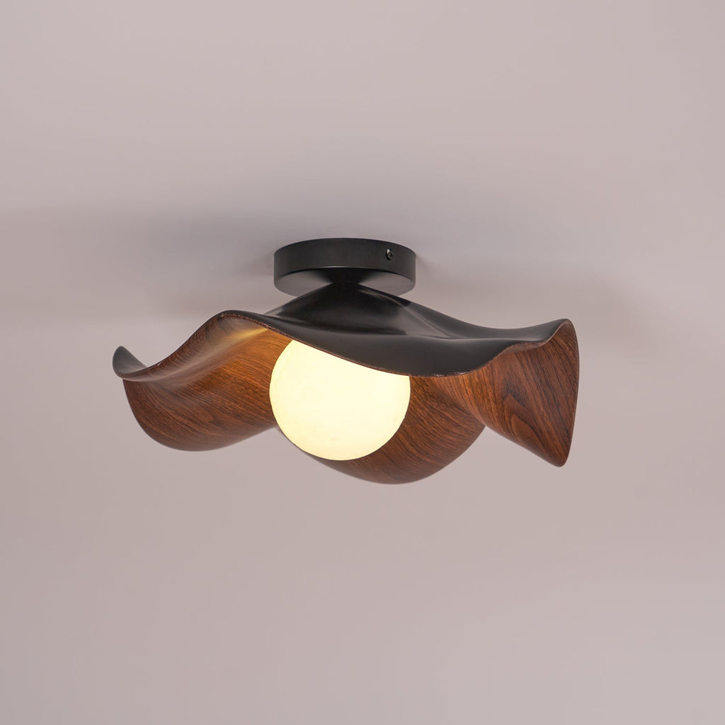 Muto Wood & Resin Ceiling Light, Black And White Finish