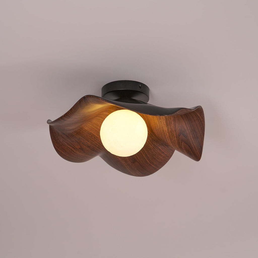 Muto Wood & Resin Ceiling Light, Black And White Finish