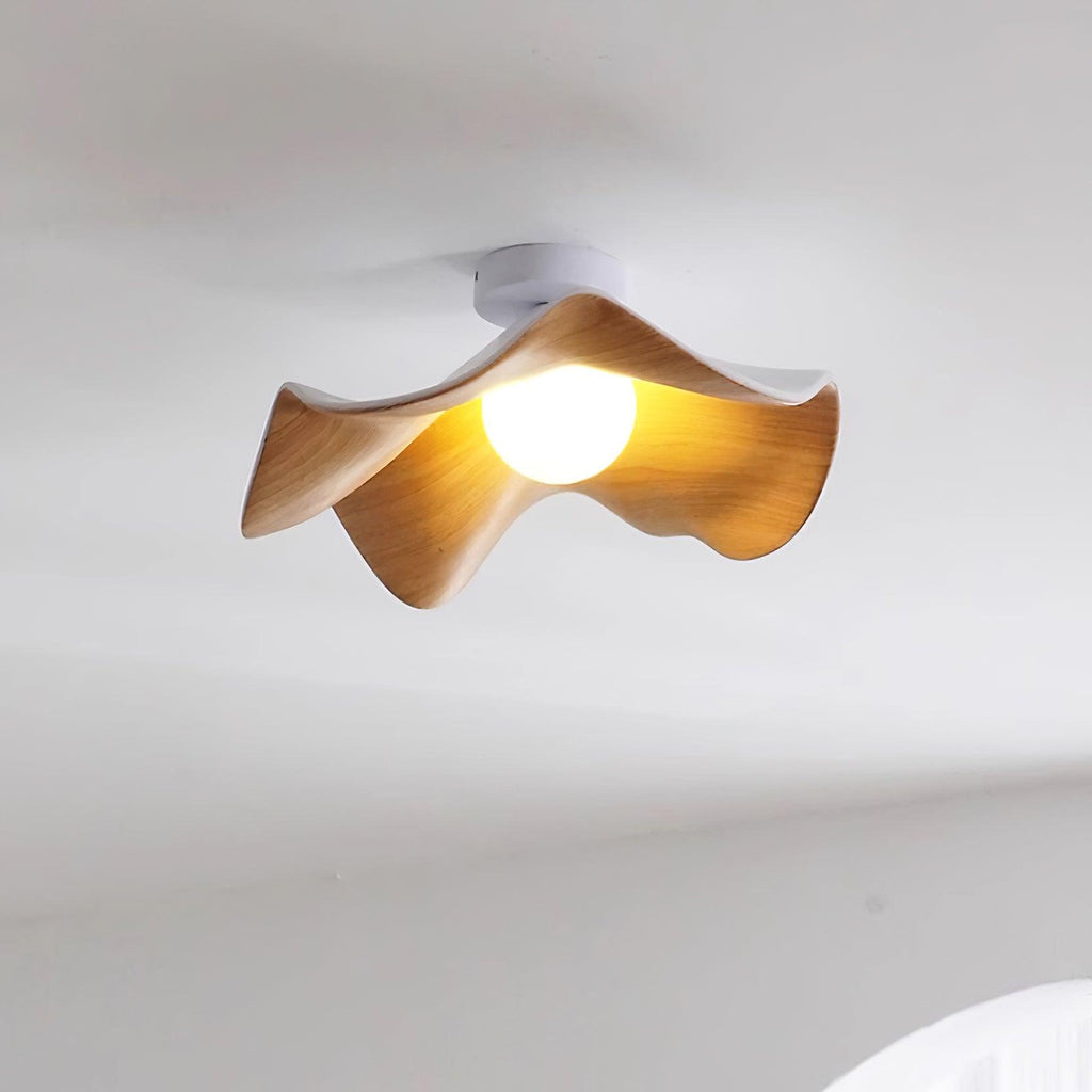 Muto Wood & Resin Ceiling Light, Black And White Finish