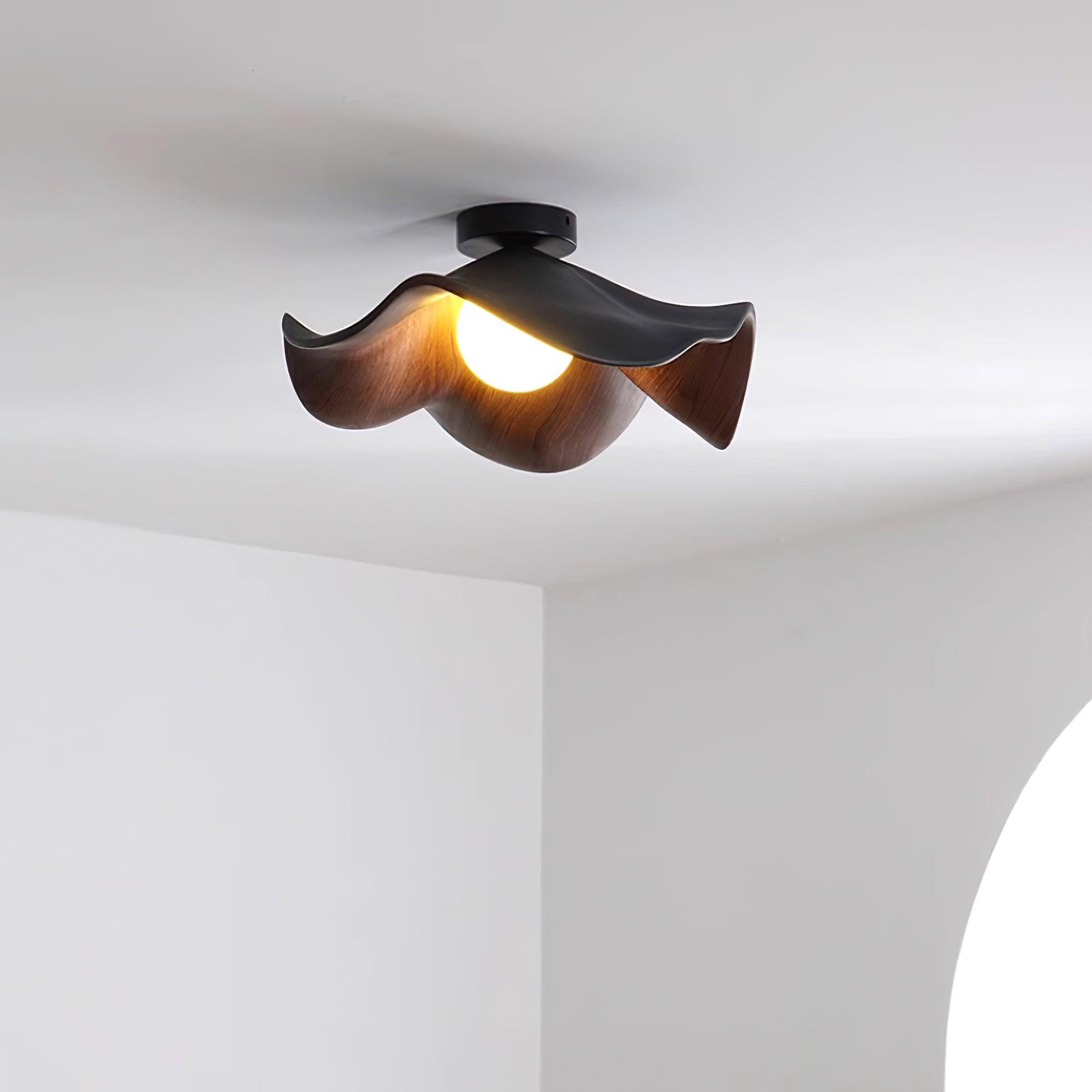 Muto Wood & Resin Ceiling Light, Black And White Finish