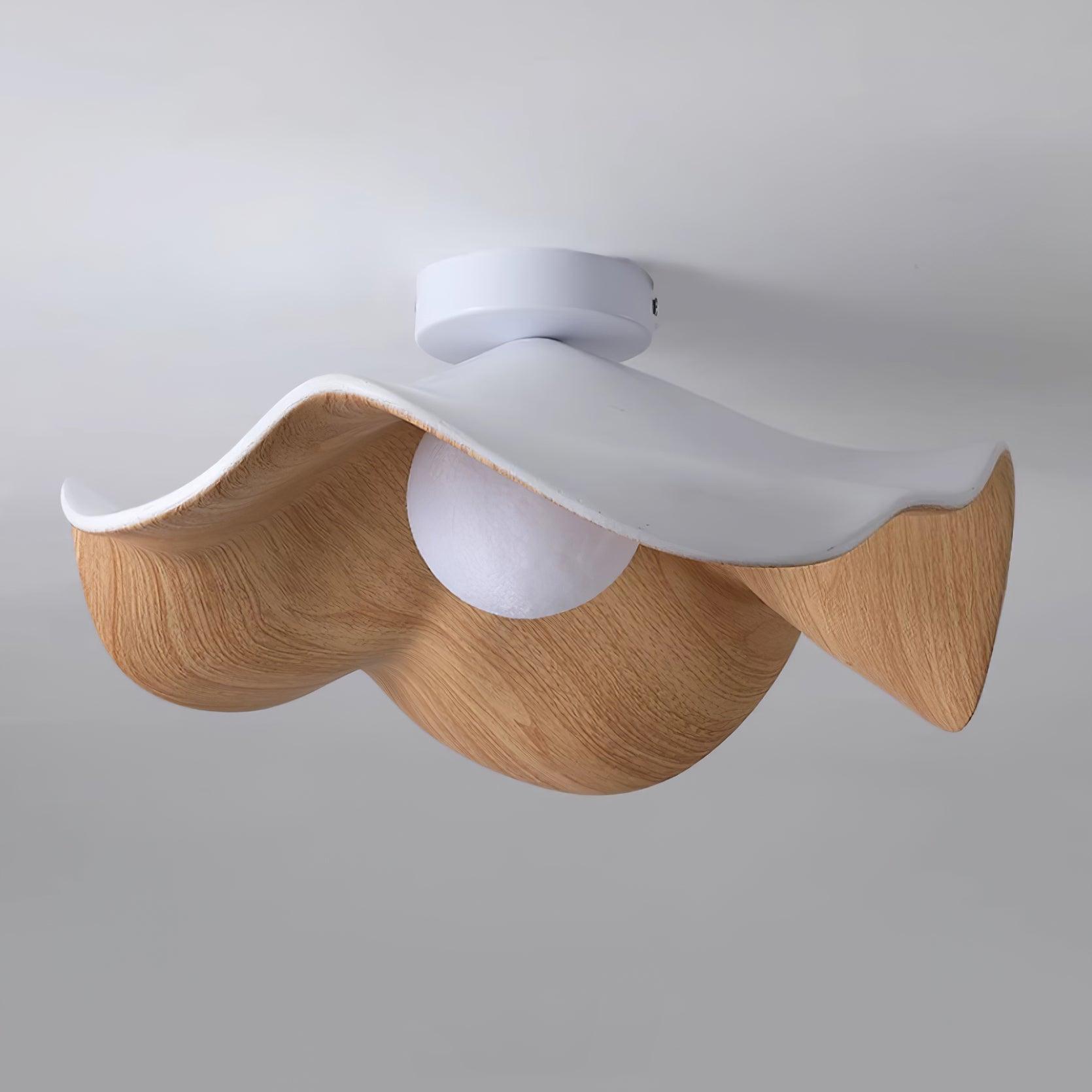 Muto Wood & Resin Ceiling Light, Black And White Finish