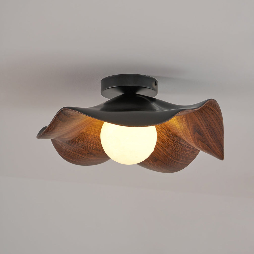 Muto Wood & Resin Ceiling Light, Black And White Finish