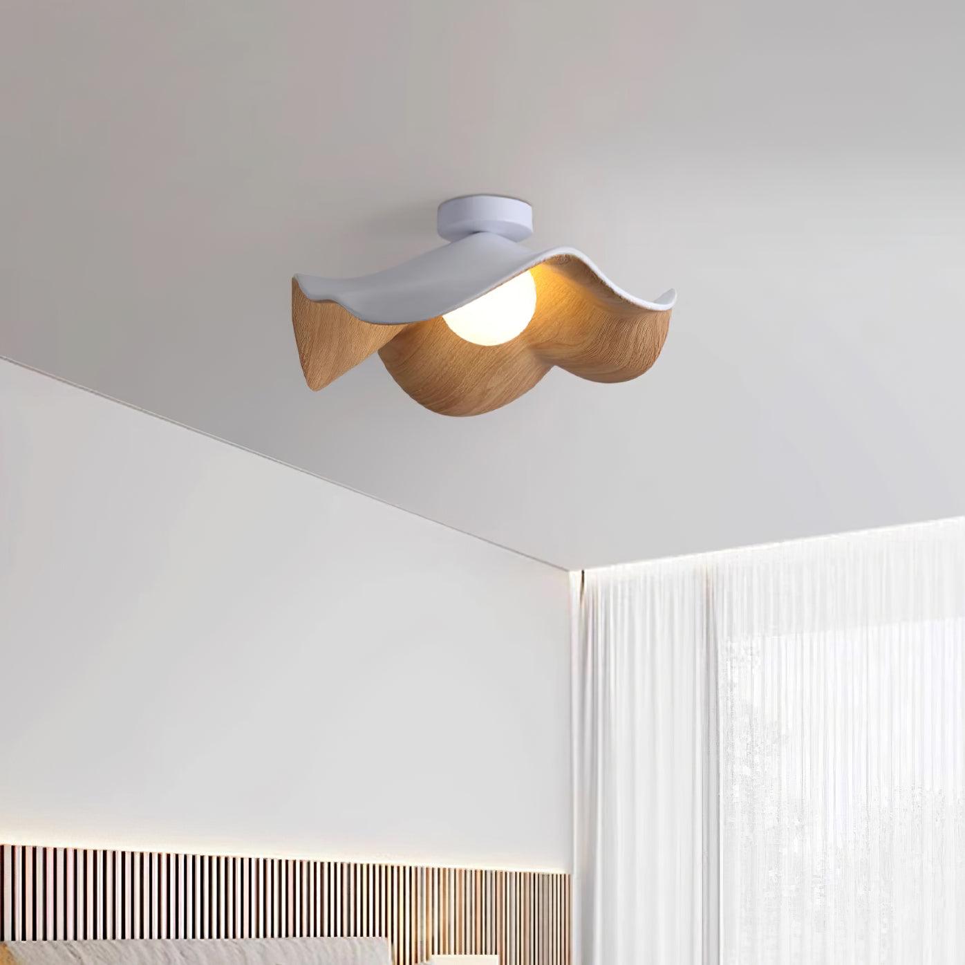 Muto Wood & Resin Ceiling Light, Black And White Finish
