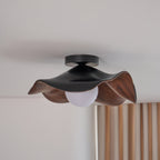Muto Wood & Resin Ceiling Light, Black And White Finish