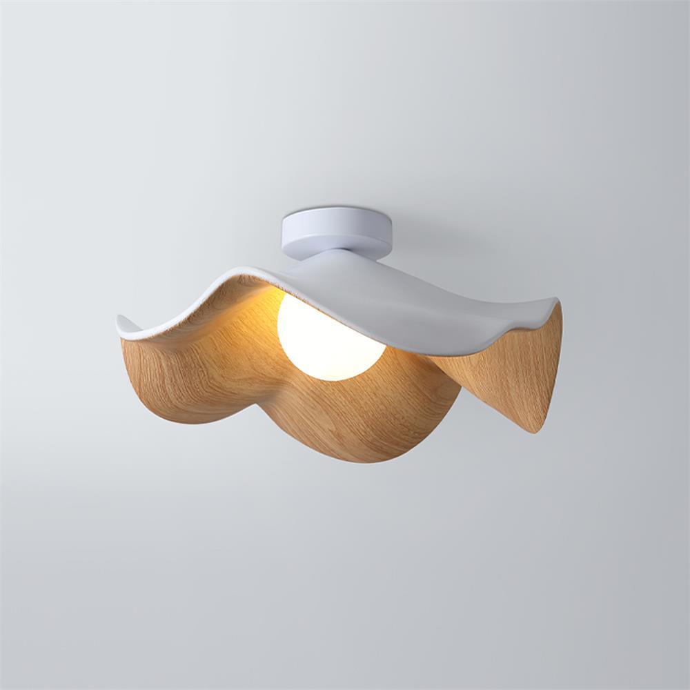 Muto Wood & Resin Ceiling Light, Black And White Finish