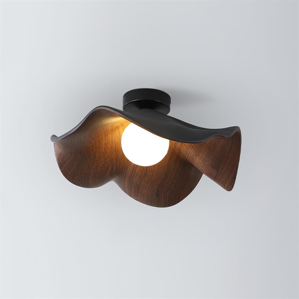 Muto Wood & Resin Ceiling Light, Black And White Finish
