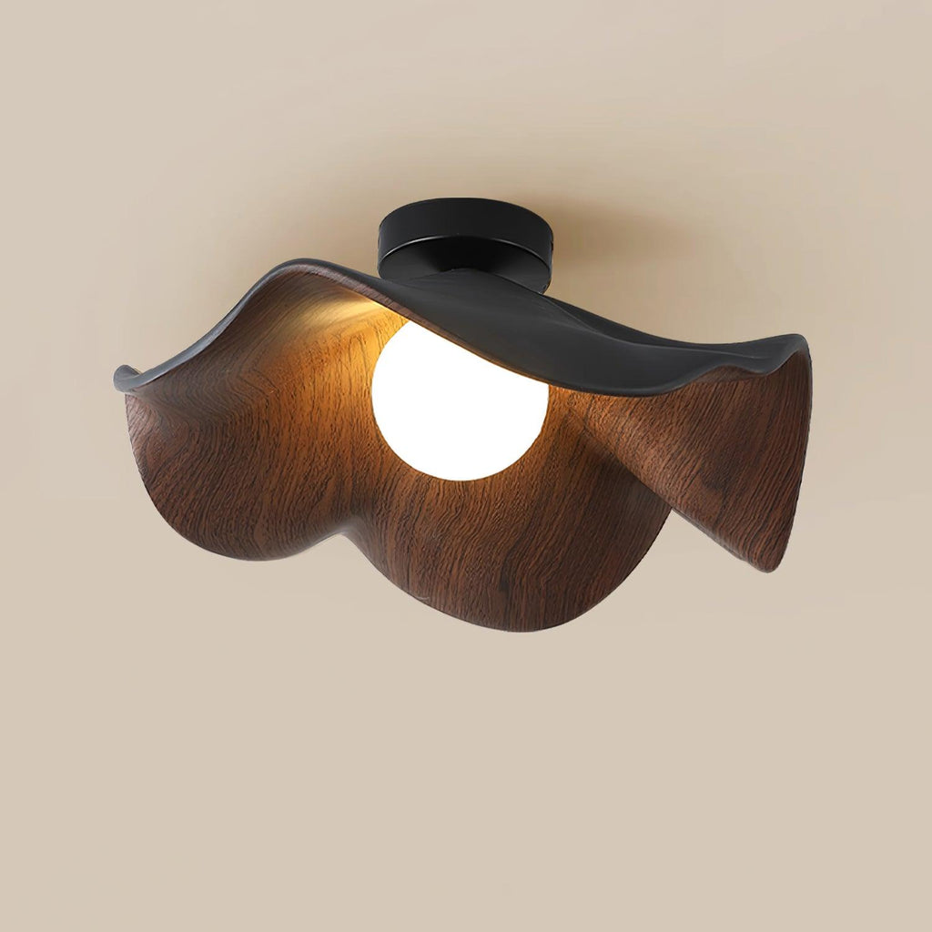 Muto Wood & Resin Ceiling Light, Black And White Finish