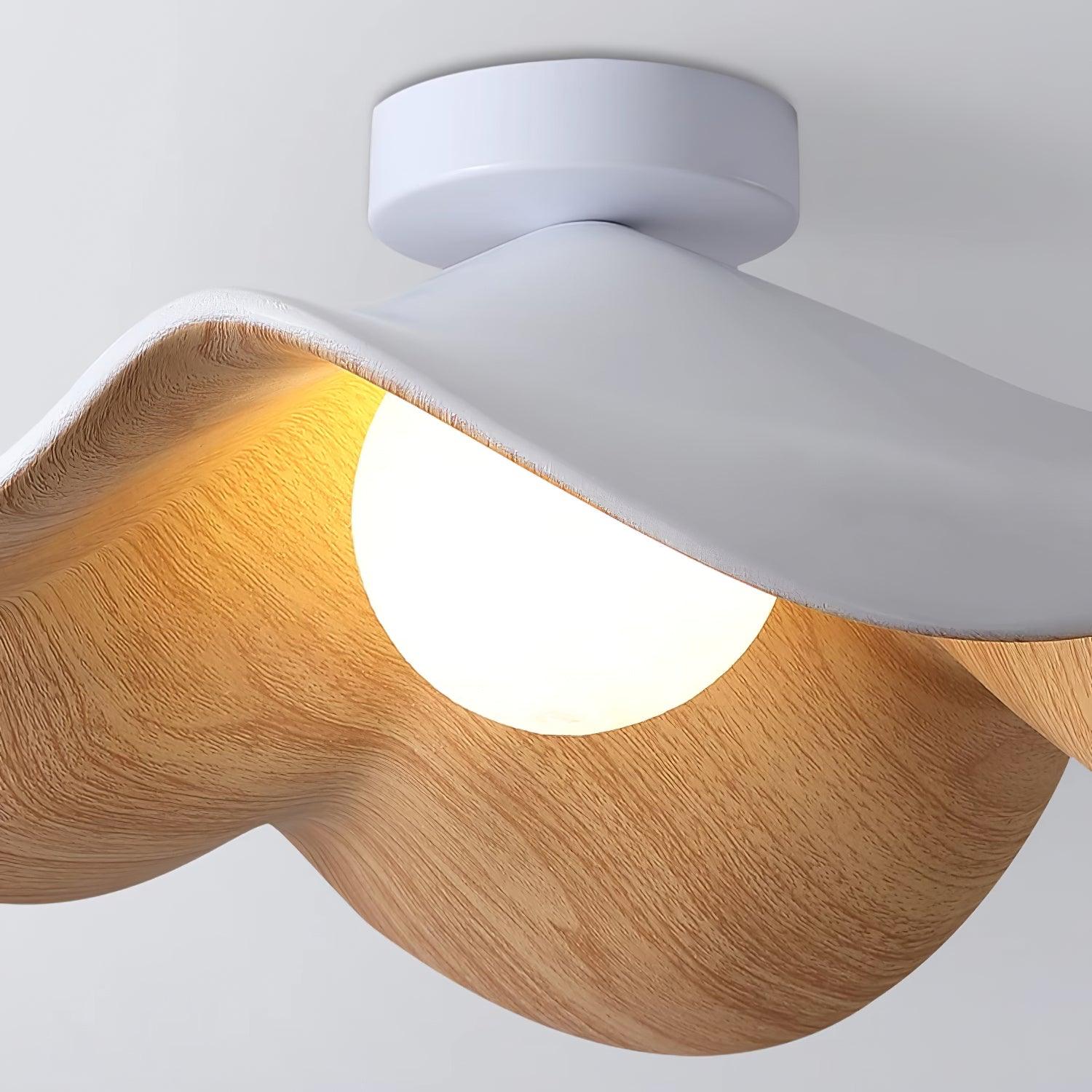 Muto Wood & Resin Ceiling Light, Black And White Finish