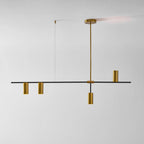 Photographed on a plain white background, this Clérachic chandelier's black bar carries gold heads bunched toward the centre.