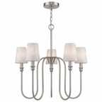Cutout view of this Clérachic chandelier in nickel, its alabaster shades catching the light.