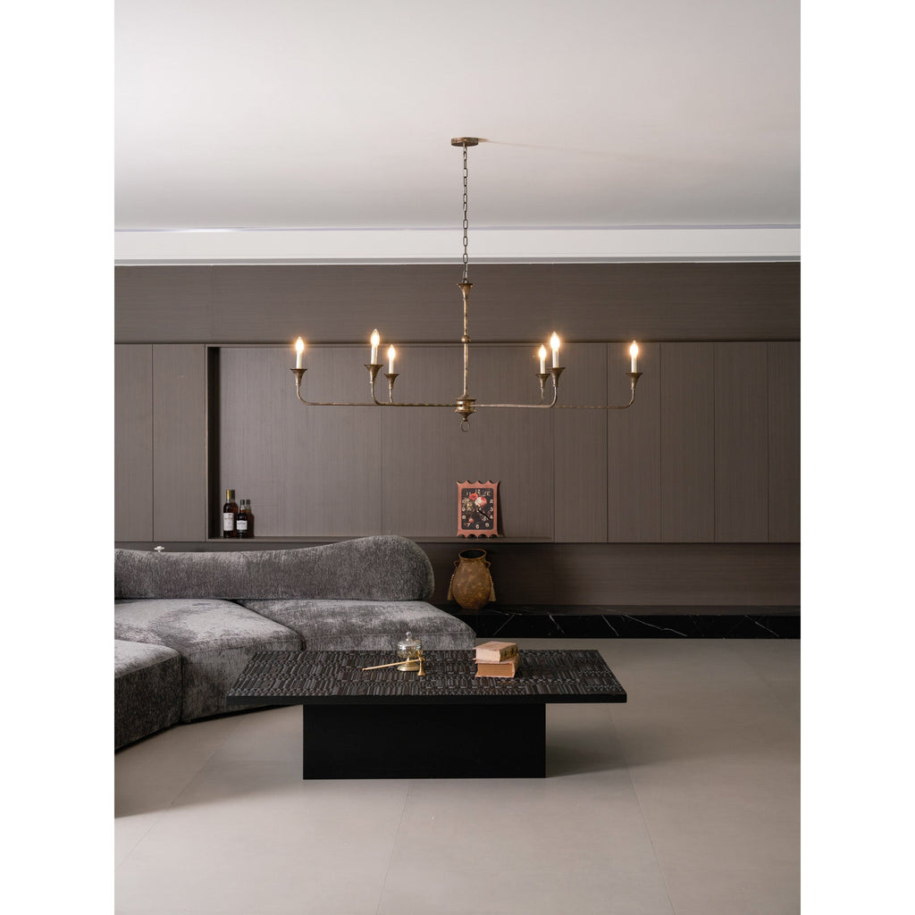 Candle chandelier full fixture view with exposed bulbs