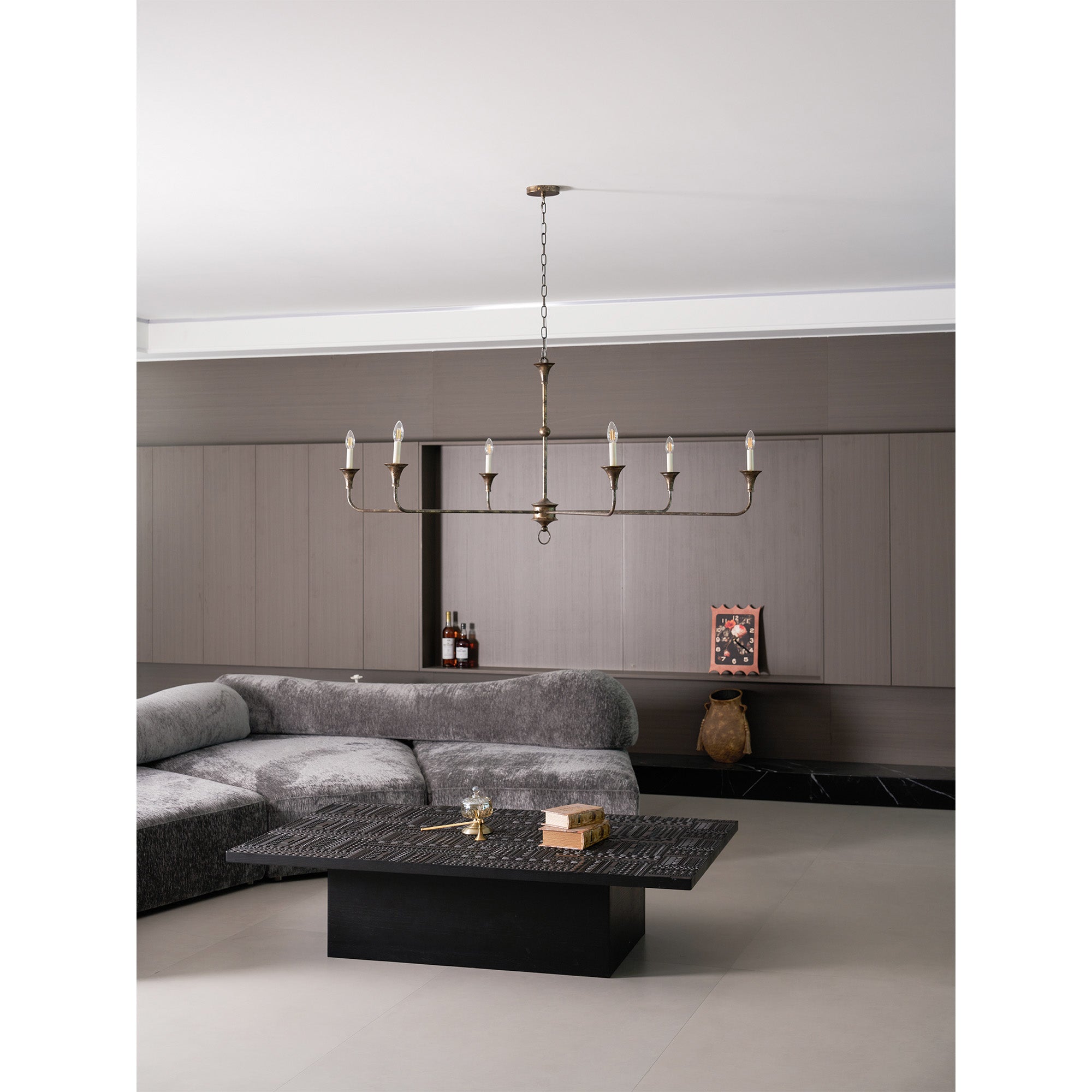 Candle chandelier overhead view highlighting the arm layout