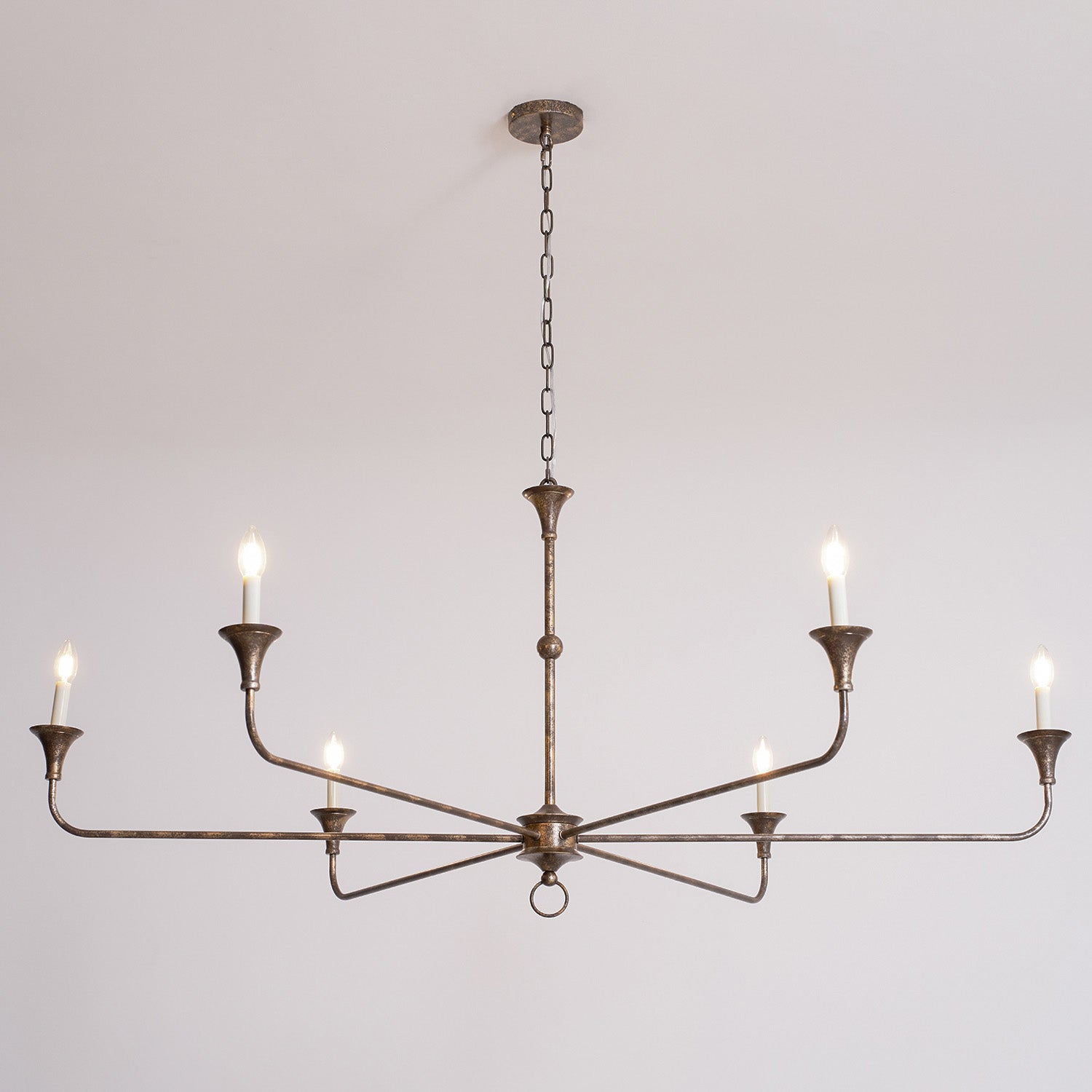 Candle chandelier arm and bulb fitting close-up