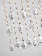 Pendant Light, Ceramic Flower Shades, Brass & White, G9 LED