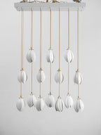 Pendant Light, Ceramic Flower Shades, Brass & White, G9 LED