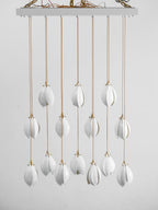 Pendant Light, Ceramic Flower Shades, Brass & White, G9 LED