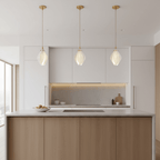 Pendant Light, Ceramic Flower Shades, Brass & White, G9 LED