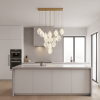 Pendant Light, Ceramic Flower Shades, Brass & White, G9 LED
