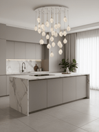 Pendant Light, Ceramic Flower Shades, Brass & White, G9 LED