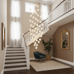 Pendant Light, Ceramic Flower Shades, Brass & White, G9 LED