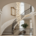 Pendant Light, Ceramic Flower Shades, Brass & White, G9 LED