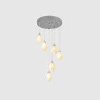 Pendant Light, Ceramic Flower Shades, Brass & White, G9 LED