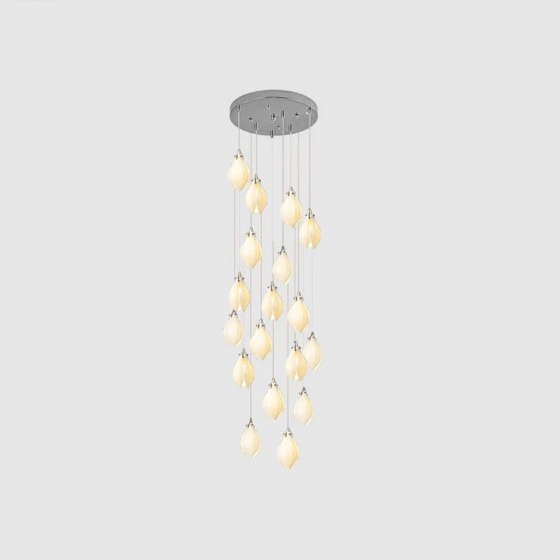 Pendant Light, Ceramic Flower Shades, Brass & White, G9 LED