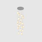 Pendant Light, Ceramic Flower Shades, Brass & White, G9 LED