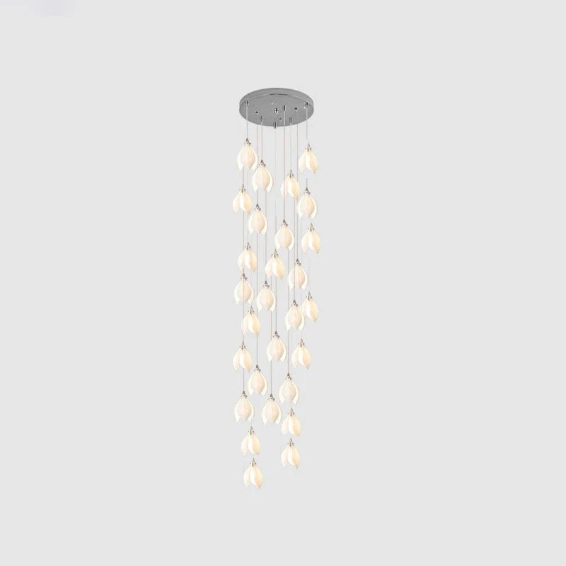 Pendant Light, Ceramic Flower Shades, Brass & White, G9 LED