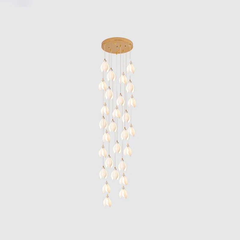 Pendant Light, Ceramic Flower Shades, Brass & White, G9 LED