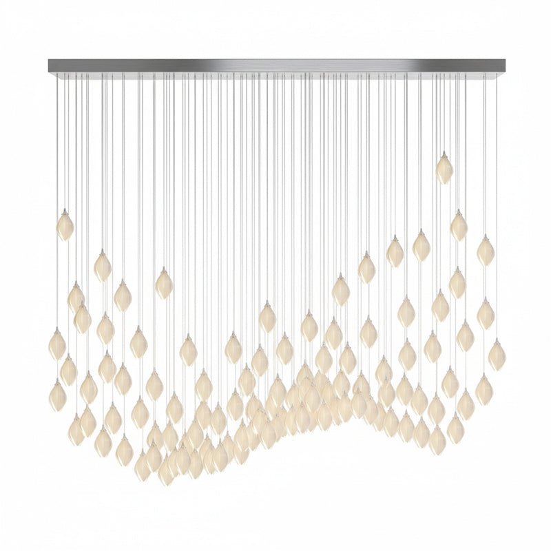 Ceramic flower pendant light close-up showing brass and white finish