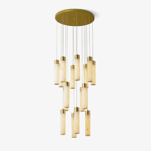 Aurelia alabaster chandelier on a plain white background, showing the full multi-light cluster.