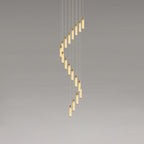 A long spiral of around twenty rods, the cables reaching well up out of frame.