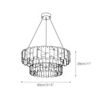 Dimension drawing for the round Aero chandelier showing 80 cm / 31.5 inch diameter and 28 cm / 11 inch height